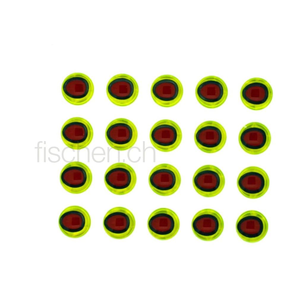 Image of Hareline Dubbin 3/8 oval Pupil 3D eyes chartreuse/red - Augen bei fischen.ch