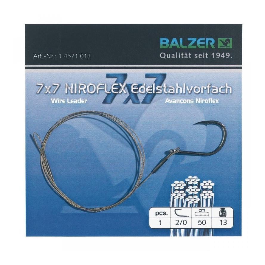 Image of Balzer 7x7 Niroflex 50cm mit Einfachhaken und Schlaufe - Stahlvorfach bei fischen.ch