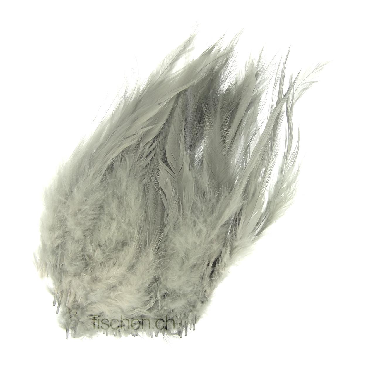 Image of Hareline Dubbin Strung Chinese Saddle Hackle - Gray bei fischen.ch
