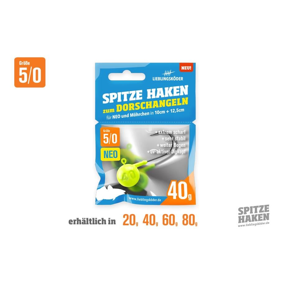 Lieblingsköder Spitze Haken zum Dorschfischen Gr.5/0 - Jigkopf