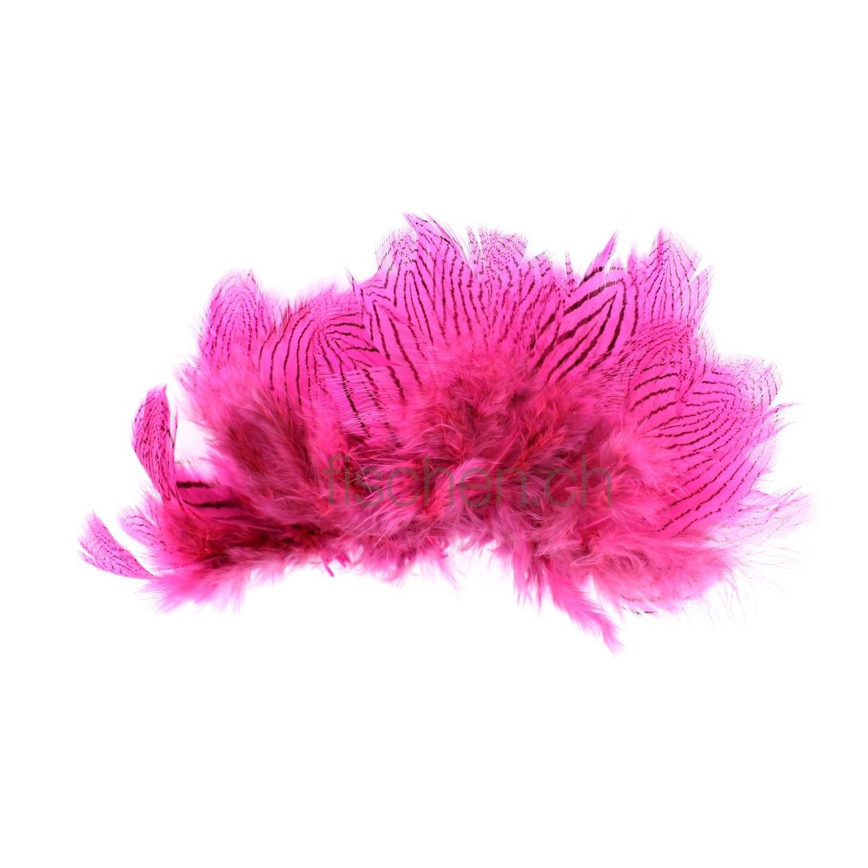 Image of Hareline Dubbin Silver Pheasant Body Feathers - hot pink bei fischen.ch