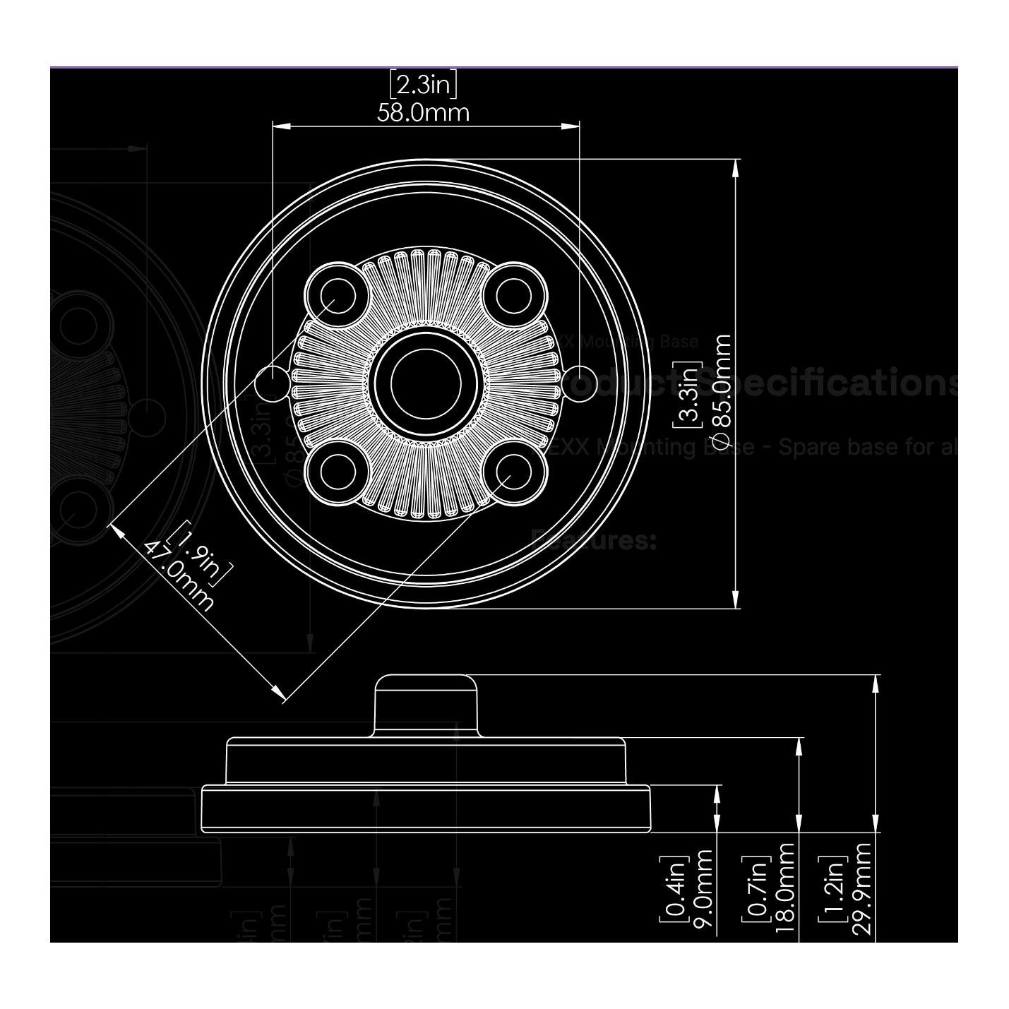Base de montage HEXX