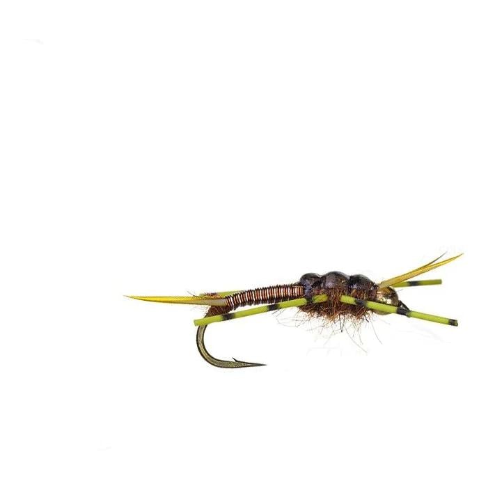 Aqua Flies Bead Head Stone - Nymphe - Chartreuse Golden Brown -
