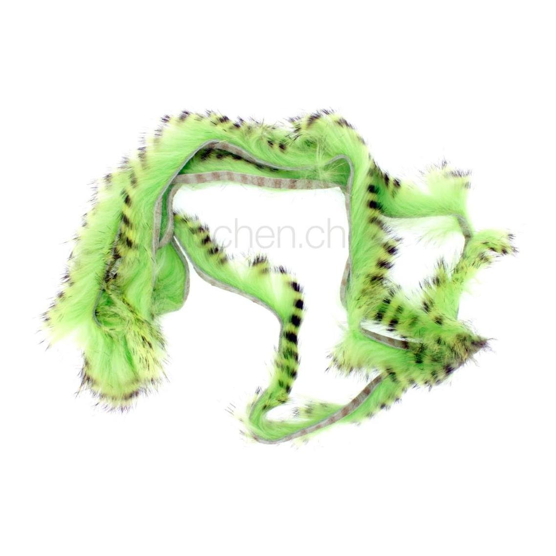 Hareline Dubbin Black Barred Rabbit Strips - Chartreuse