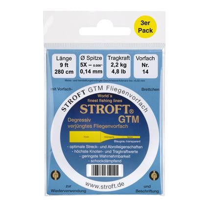 GTM 9ft Tapered Leader 3er Pack - Fliegenvorfach