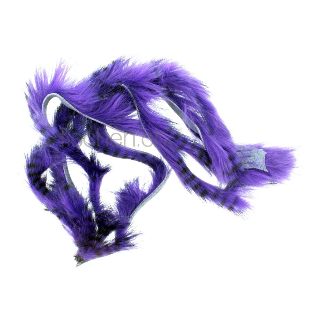 Hareline Dubbin Black Barred Rabbit Strips - Bright Purple