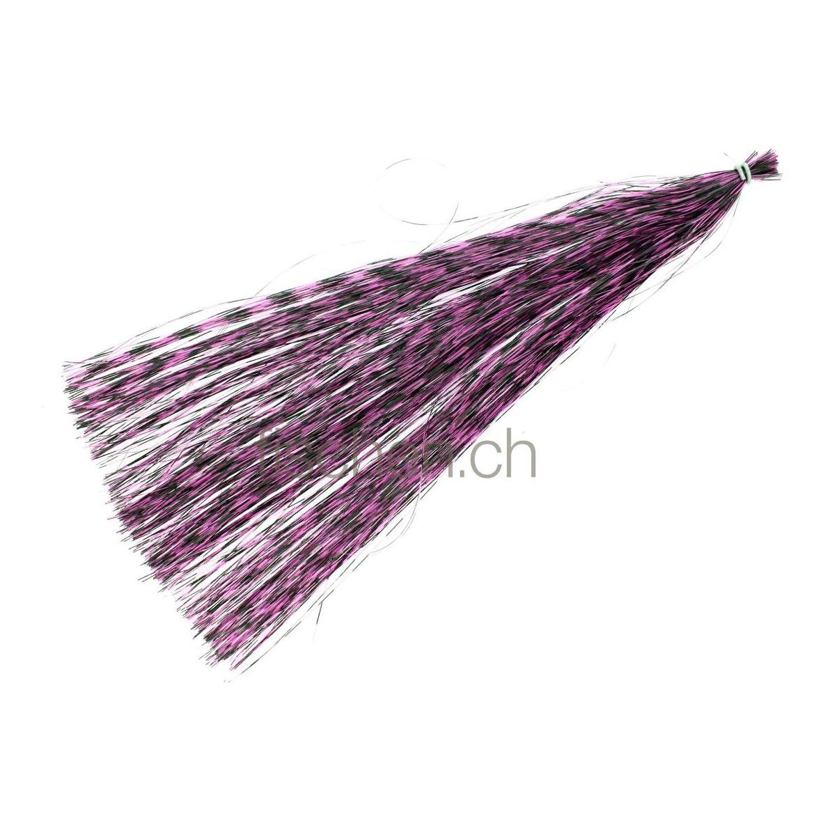 Image of Hedron Grizzly Barred Flashabou pink/black - Flash bei fischen.ch