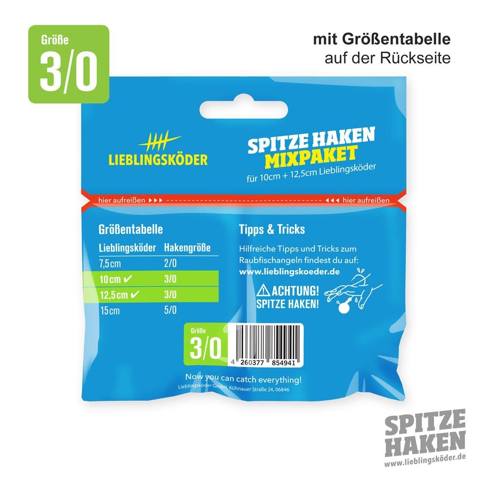 Spitze Haken Mixpaket 3/0 - Jigkopf