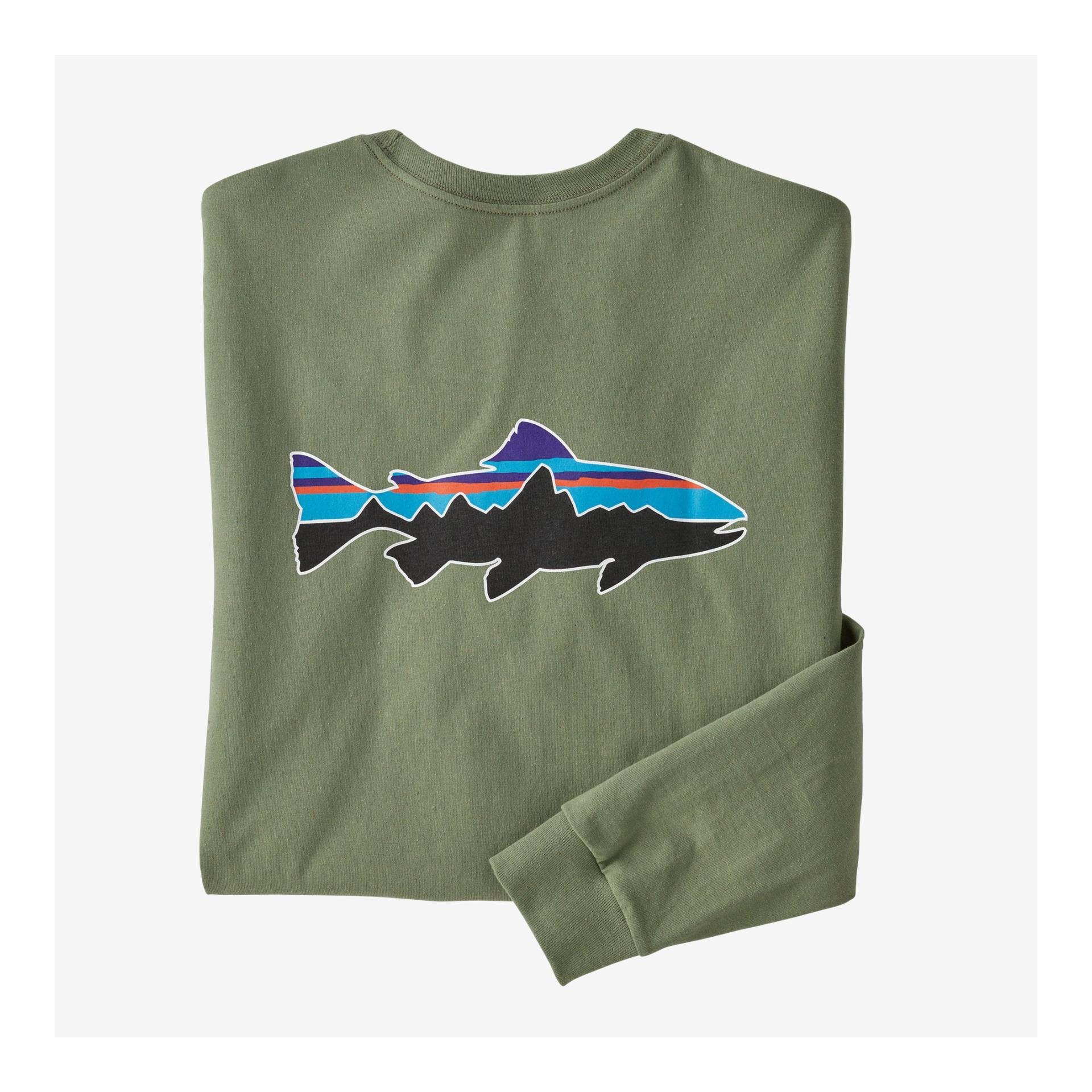 Image of Patagonia M's L/S Fitz Roy Trout Responsibili-Tee - Langarmshirt - Sedge Green - bei fischen.ch