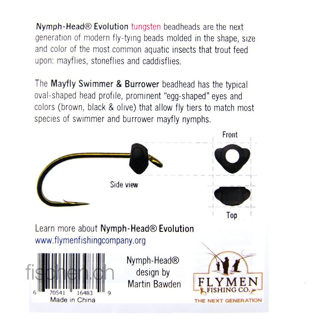 Nymph Head Mayfly Swimmer & Burrower - Black - Tungstenköpfe