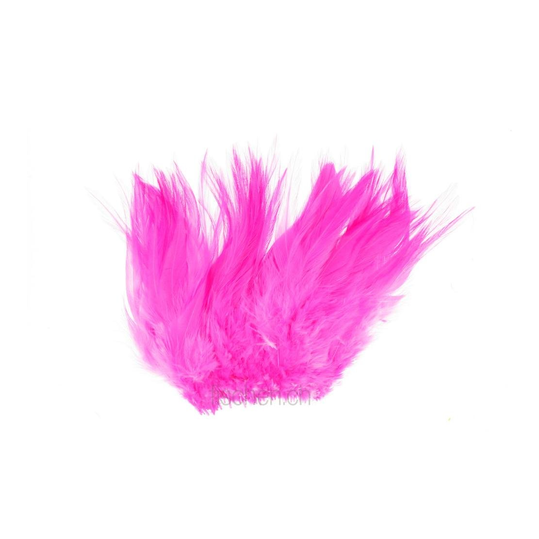 Hareline Dubbin Strung Chinese Saddle Hackle - Fluo Cerise