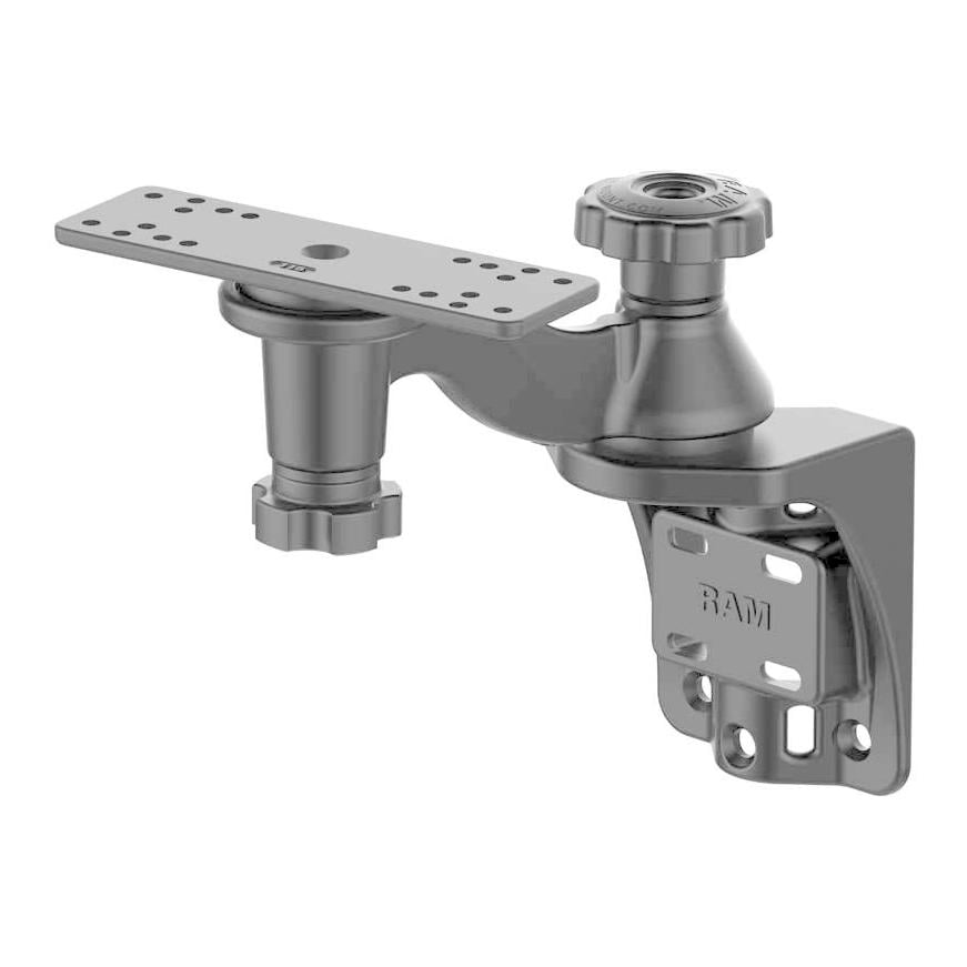 Schwenkarm mit Universalplatte und vertikaler Bassis - Echolot Halterung Schwenkarm mit Universalplatte und vertikaler Bassis - Echolot Halterung