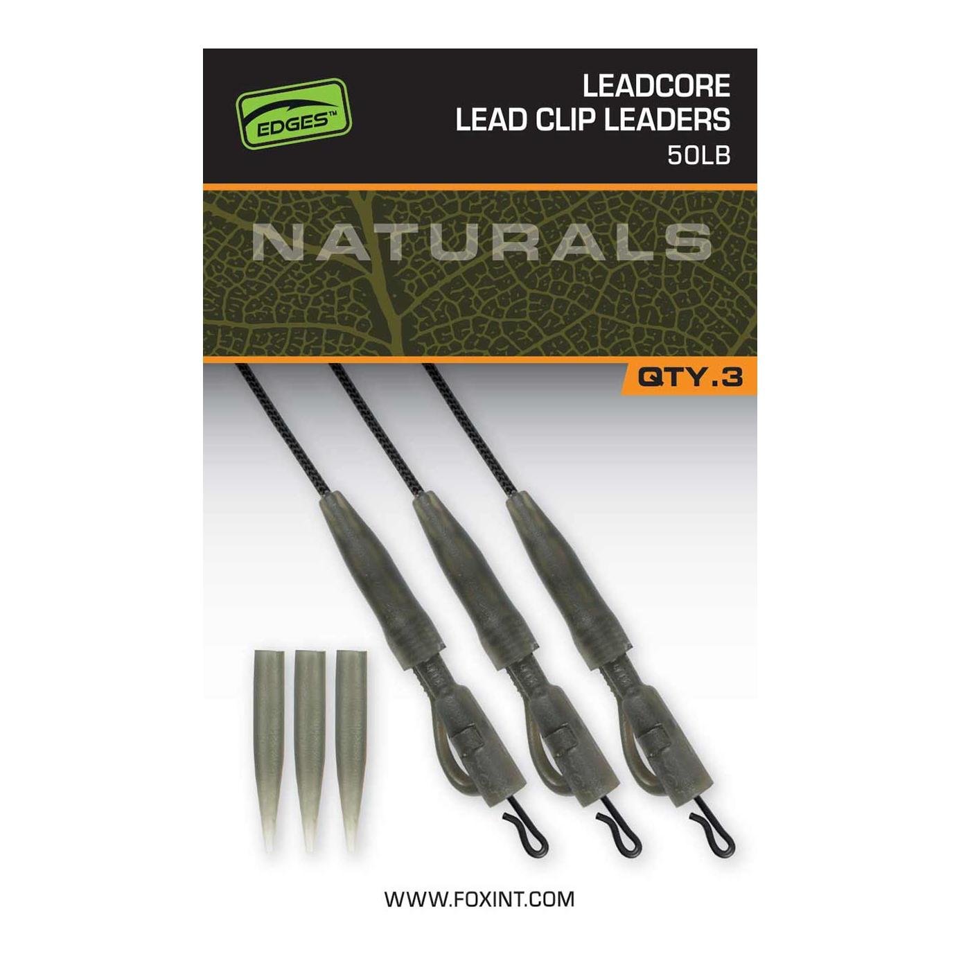 Edges Naturals Leadcore Power Grip Lead Clip Leaders 50lb x 3