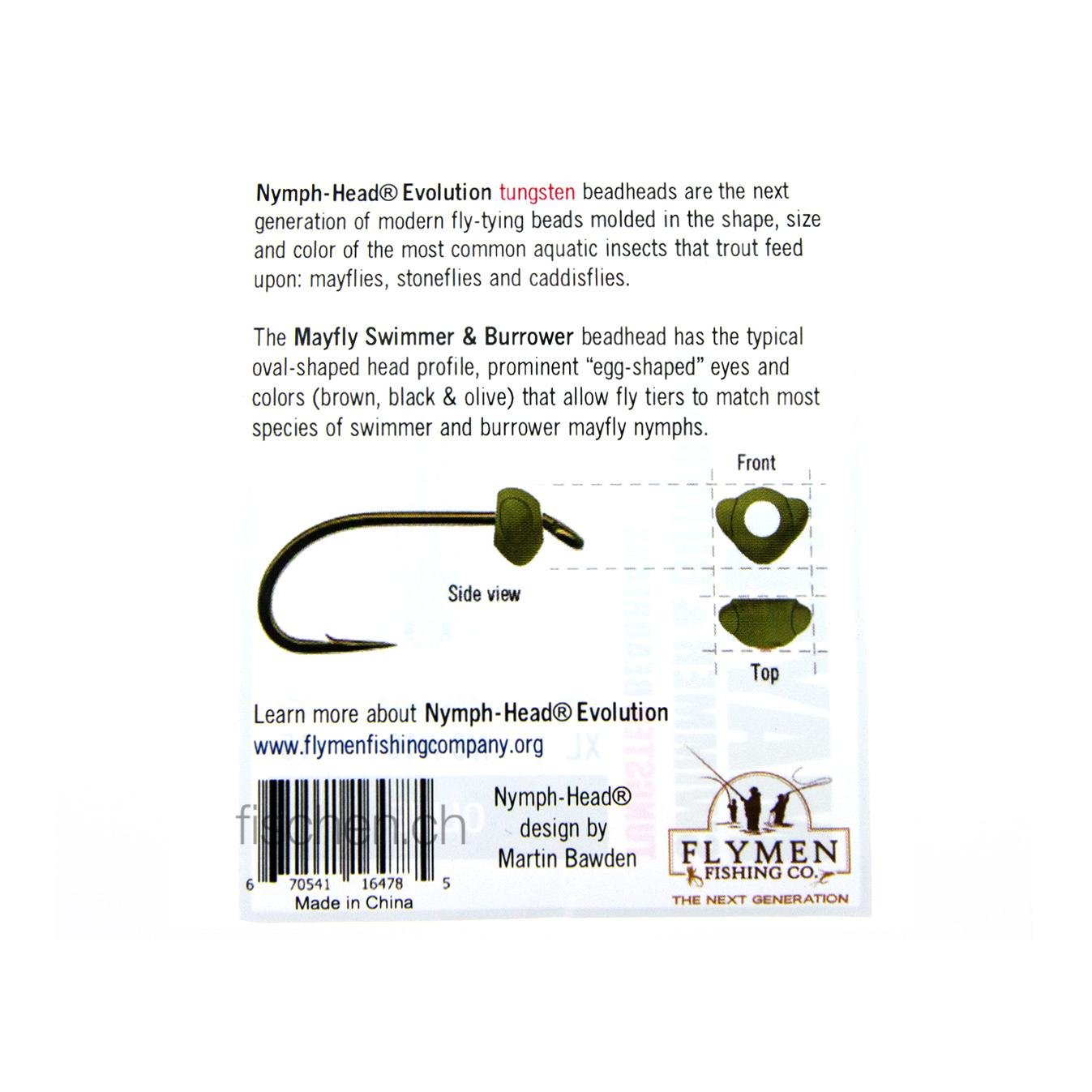 Nymph Head Mayfly Swimmer & Burrower - Olive - Tungstenköpfe