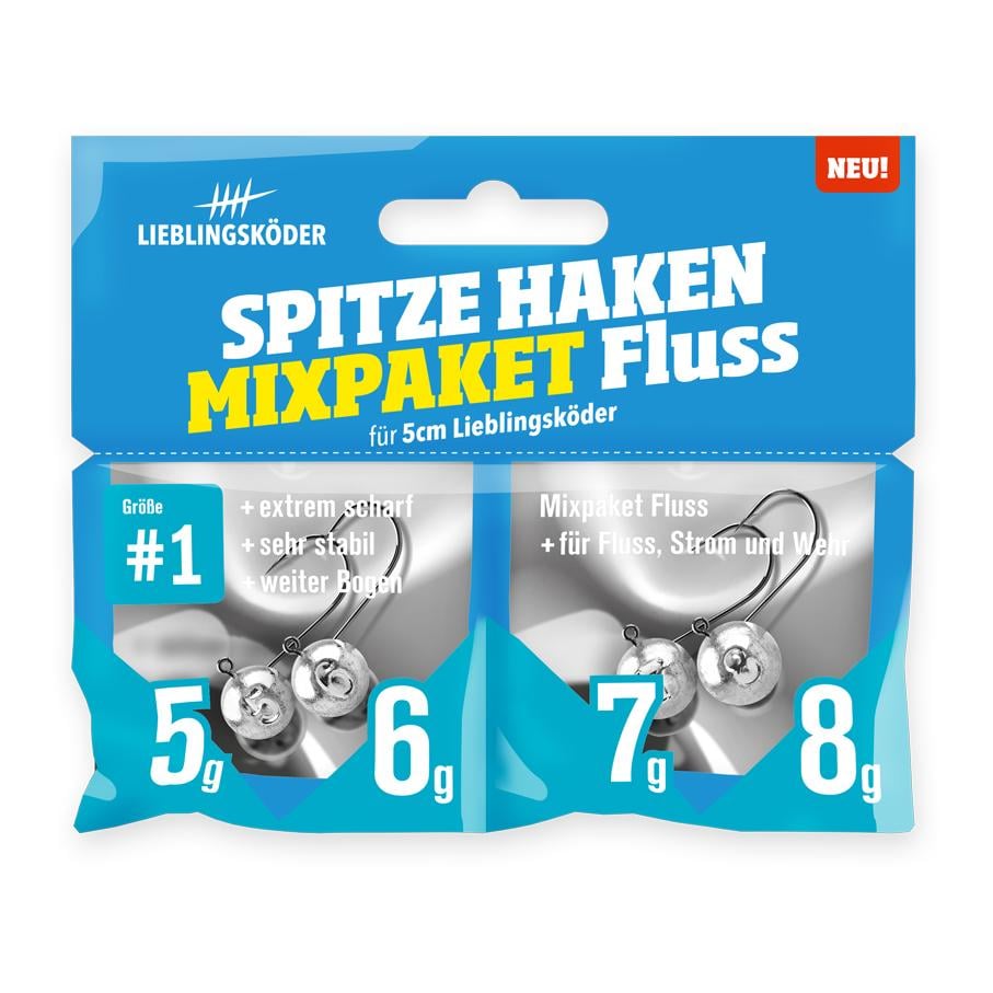 Lieblingsköder Spitze Haken Gr.1 Mixpaket Fluss - Jigkopf
