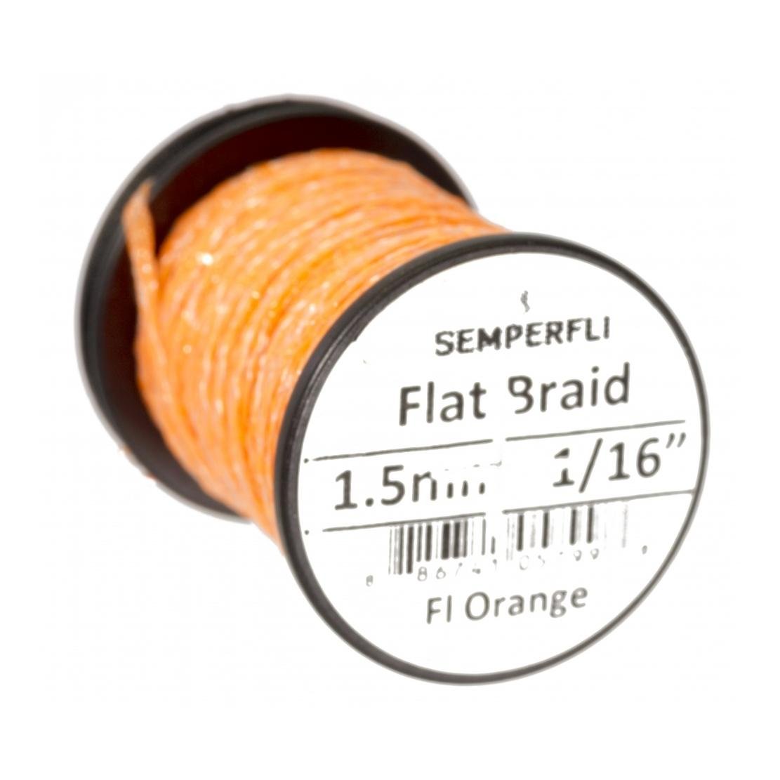 Semperfli Flat Braid 1.5mm - Fl. Orange - Fluo Orange -