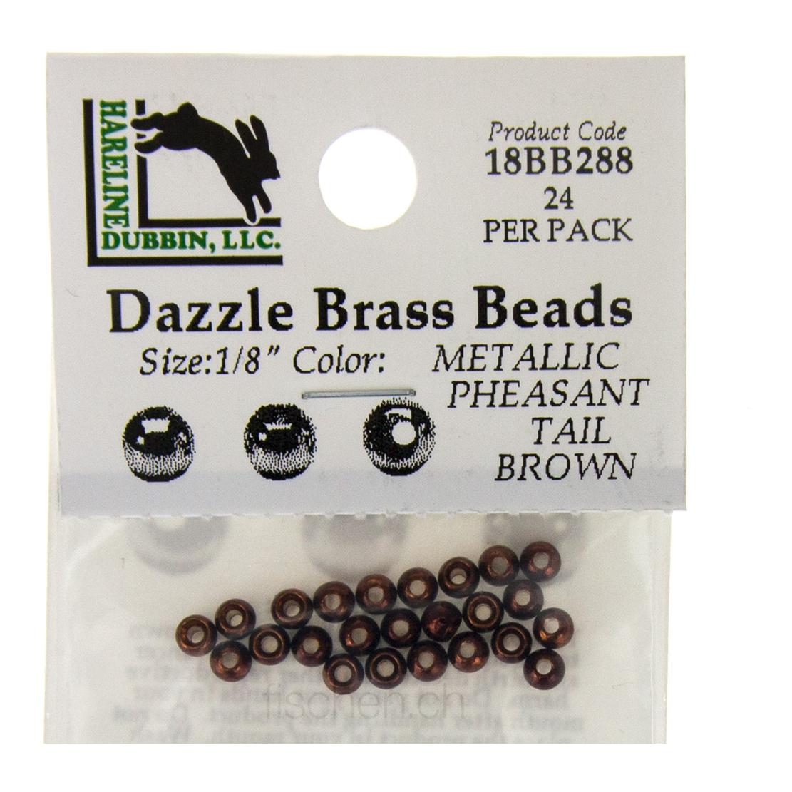Image of Hareline Dubbin Dazzle Brass Beads - Metallic Pheasant Tail Brown - Messingköpfe bei fischen.ch
