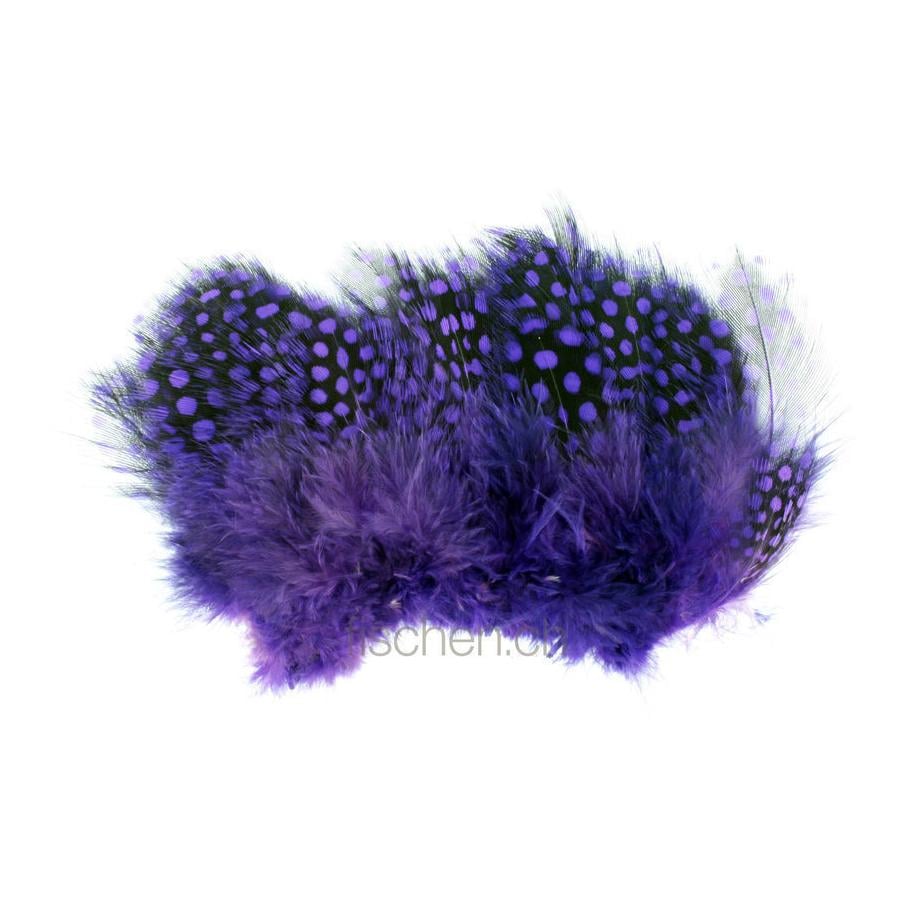Hareline Dubbin Strung Guinea Feathers - Purple - Perlhuhn